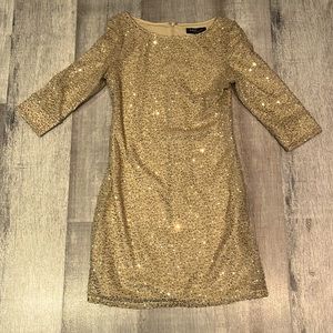 ABS by Allen Schwartz Gold Sequined Stretch Mini Dress